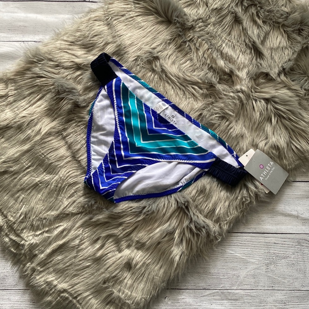 Athleta Water Stripe Low Tide Bottom Caspian Blue Women’s Size XL NWT